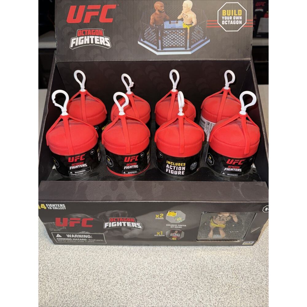 UFC Octagon Fighters 8 Sealed Blind Punching Bags Pack Figures + Display MMA